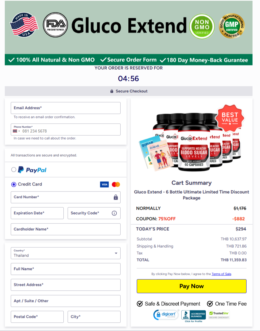Gluco Extend Official Website Secure Order Page